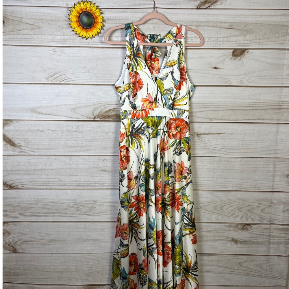 Nicole Miller New York Floral Maxi Dress‎ Womens Size 4 Sleeveless Tie Back